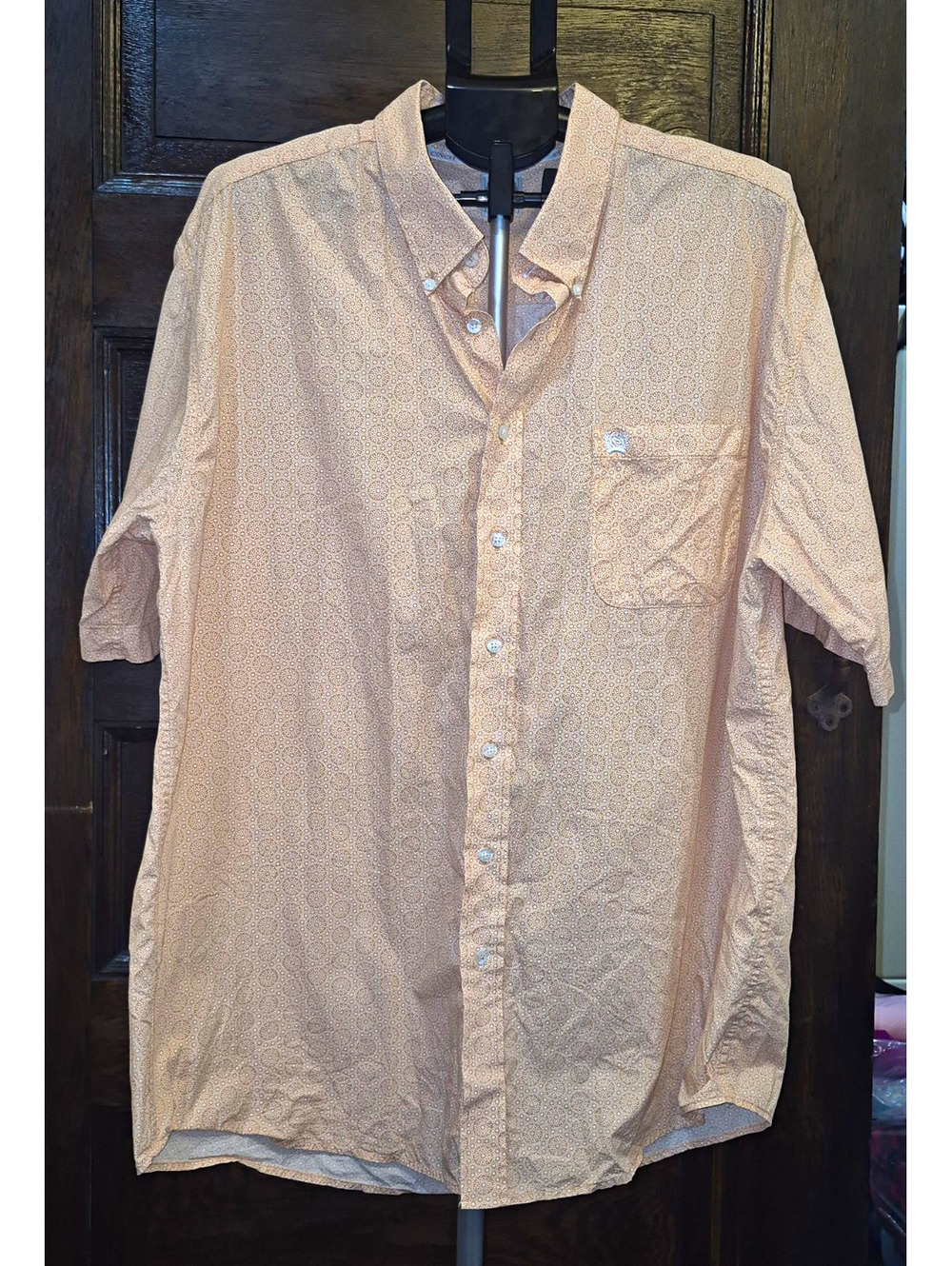 Cinch Men's 2XL Orange/White Geometric Short Sleeve